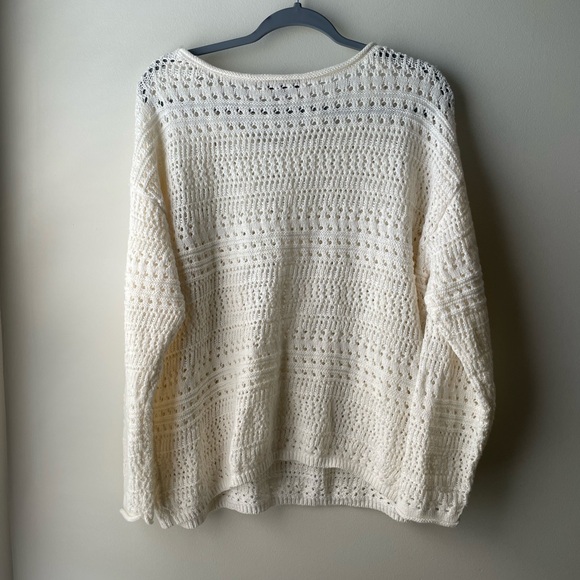 Frye Women’s Knit Cotton Blend Sweater Summer Cover-Up Beach Size Large in Cream - Picture 2 of 4